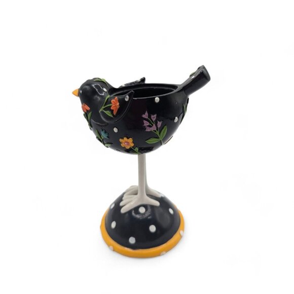 Yankee Candle Black Bird Long Legs Votive Candle Holder With Folk Art Floral Des - Picture 10 of 10